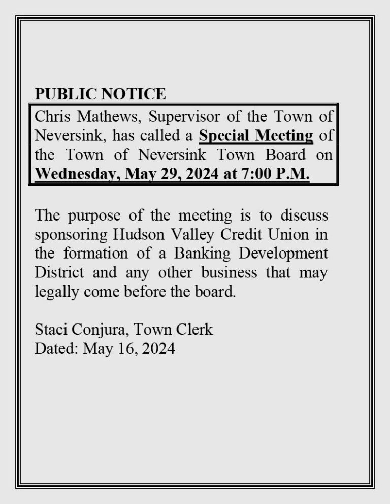 TB Special Meeting 05292024 Town of Neversink